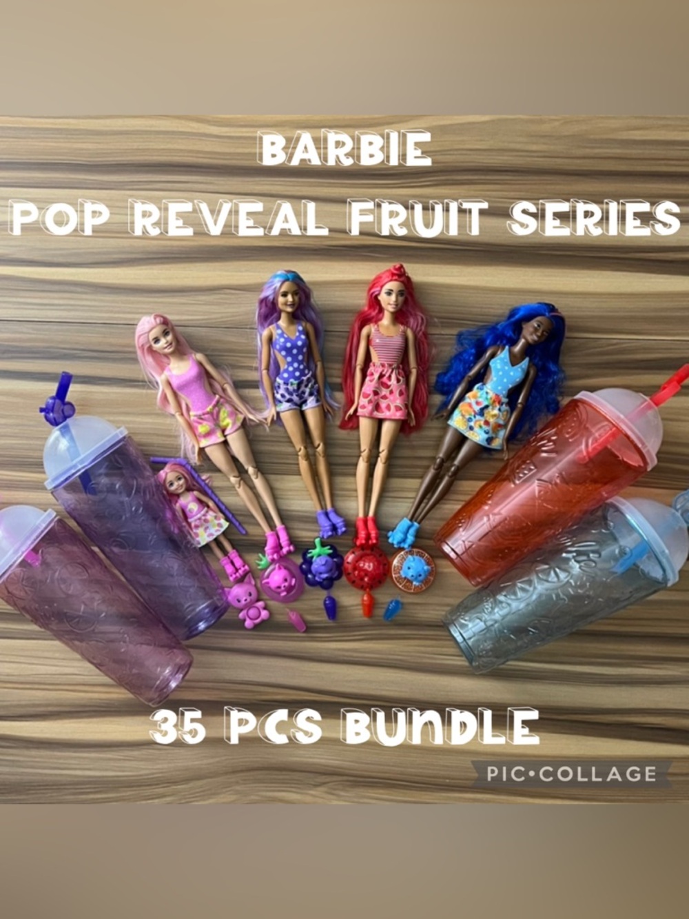 Barbie Pop Reveal Fruit Series Kids Toys Girls Dolls 35 Pieces Bundle